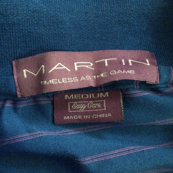 Martin Golf Polo Blue Striped Used Men's Medium - Picture 2 of 4